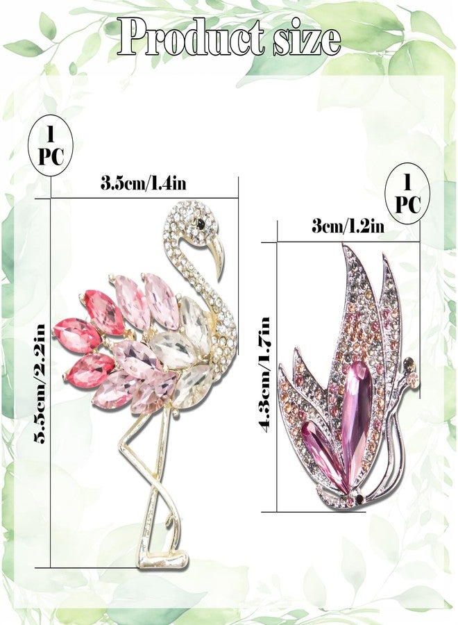 AEDOVE 2 Pcs Brooch Pins for Women, Rhinestone Crystal Vintage Flamingos Butterfly Brooch Pins, Animal Brooches Safety Pins Bridal Wedding Broochs Pin for Fashion Dress Hat Bag Tie Birthdays Christmas Favor - Image 2